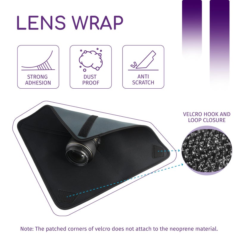 CamDesign 3mm Protective Neoprene Equipment Lens Wrap, Scratch & Dust proof DSLR Wrap, Compatible with Canon, Nikon, Pentax, Sony, Panasonic, & Fujifilm Cameras (15 inch x 15 inch, Gray) - Image 3